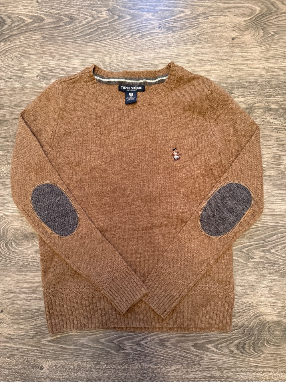 Vintage Teenie Weenie Embroidered Teddy Bear Knit Sweater Crewneck Brown Size xs